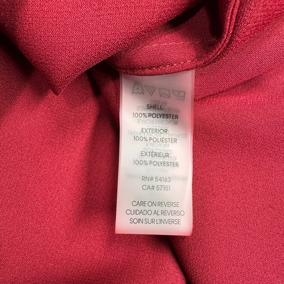 Calvin Klein Red Top Blouse Long Sleeve Shirt 100% Polyester Women's Size L - Picture 8 of 9